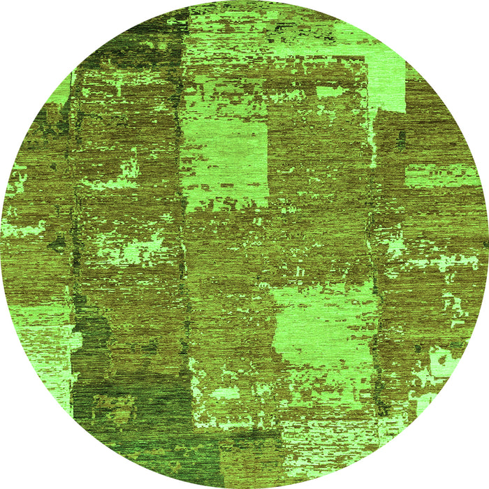 Round Machine Washable Patchwork Green Transitional Area Rugs, wshabs2335grn