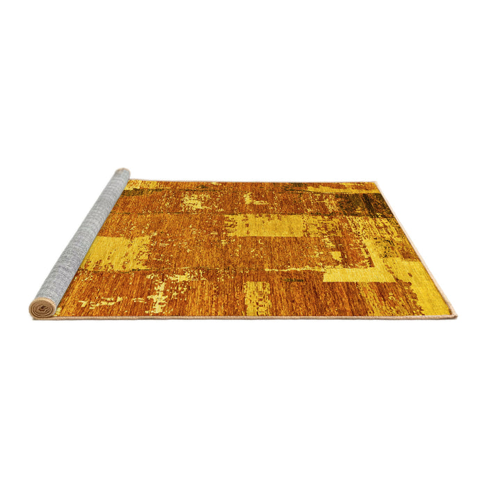 Sideview of Machine Washable Patchwork Yellow Transitional Rug, wshabs2335yw