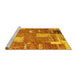 Sideview of Machine Washable Patchwork Yellow Transitional Rug, wshabs2335yw