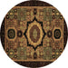 Round Abstract Brown Modern Rug, abs2336brn