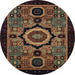 Round Machine Washable Abstract Brown Rug, wshabs2336