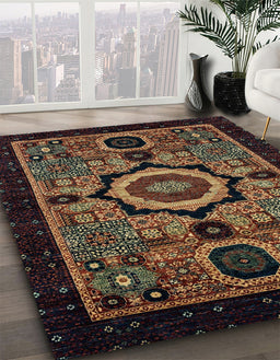 Abstract Brown Modern Rug in Family Room, abs2336