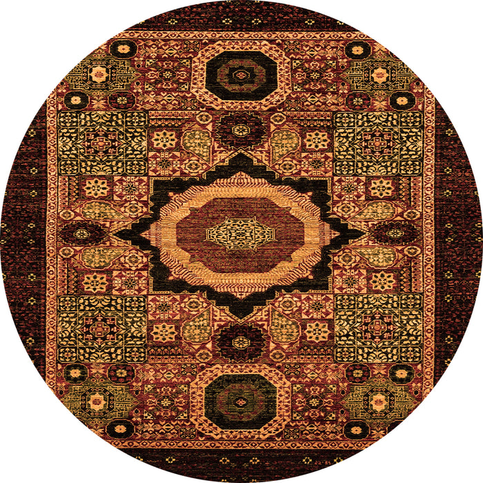 Round Abstract Orange Modern Rug, abs2336org