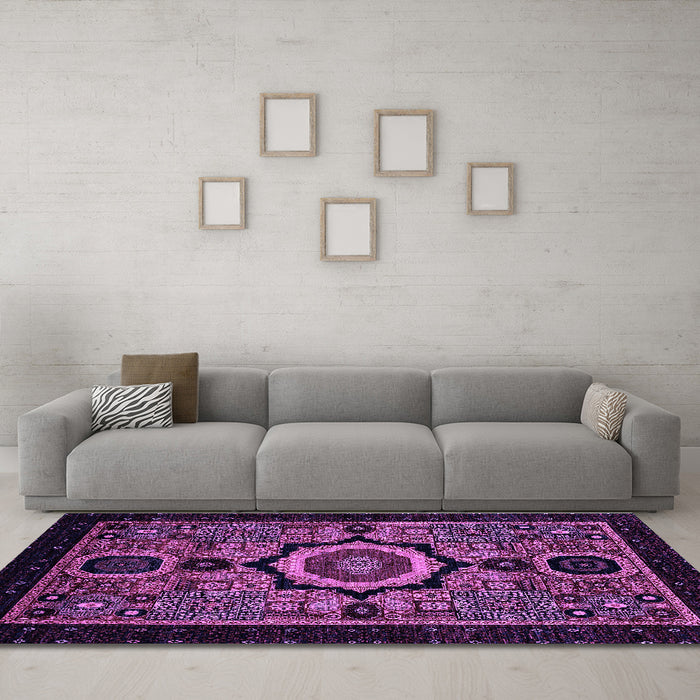 Machine Washable Abstract Purple Modern Area Rugs in a Living Room, wshabs2336pur