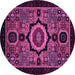 Round Machine Washable Abstract Pink Modern Rug, wshabs2336pnk