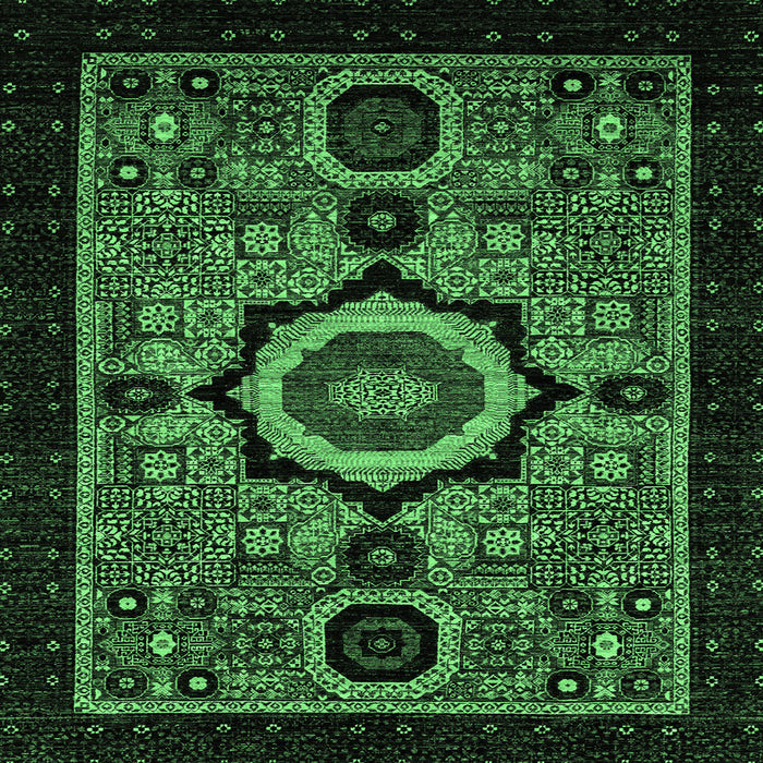 Square Abstract Emerald Green Modern Rug, abs2336emgrn