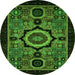 Round Machine Washable Abstract Green Modern Area Rugs, wshabs2336grn