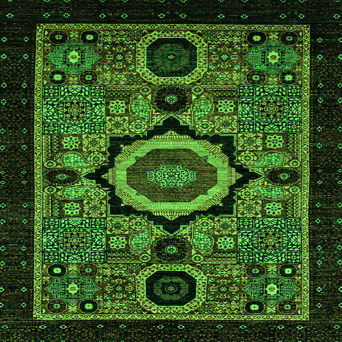 Square Abstract Green Modern Rug, abs2336grn