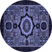 Round Abstract Blue Modern Rug, abs2336blu