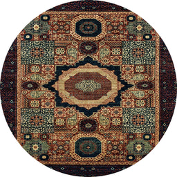 Round Abstract Brown Modern Rug, abs2336