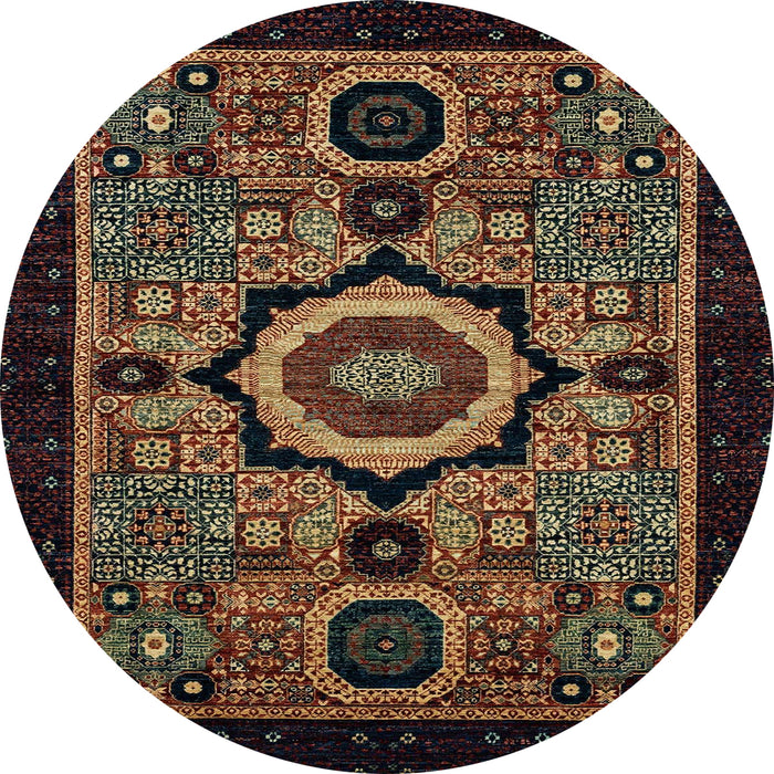 Round Abstract Brown Modern Rug, abs2336