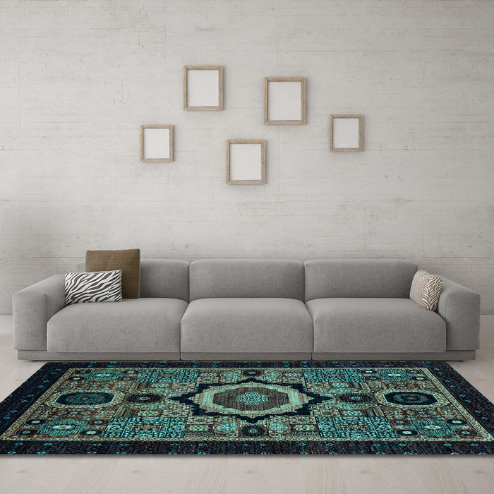 Machine Washable Abstract Light Blue Modern Rug in a Living Room, wshabs2336lblu