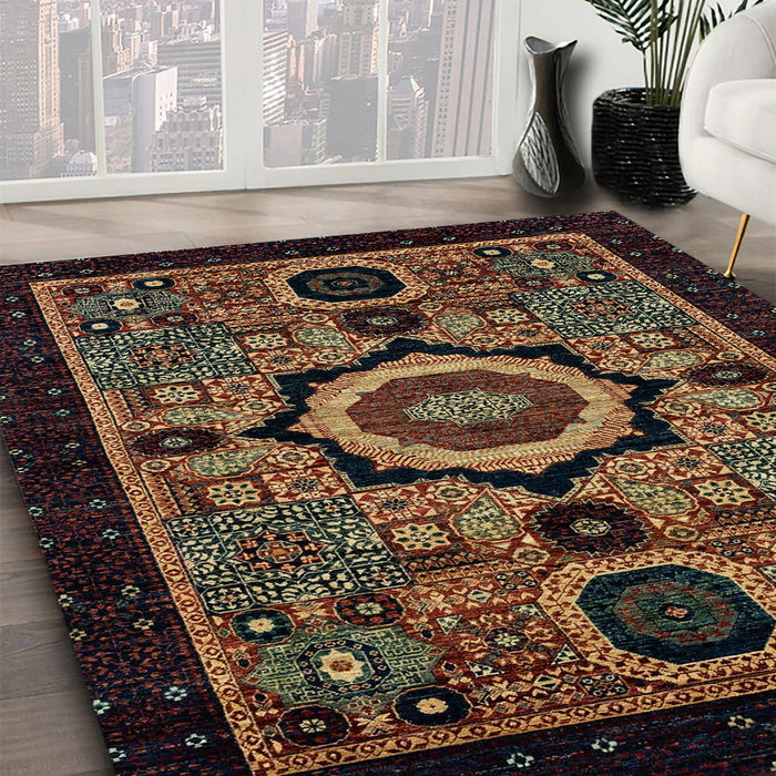 Machine Washable Abstract Brown Rug in a Family Room, wshabs2336