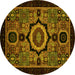 Round Abstract Yellow Modern Rug, abs2336yw