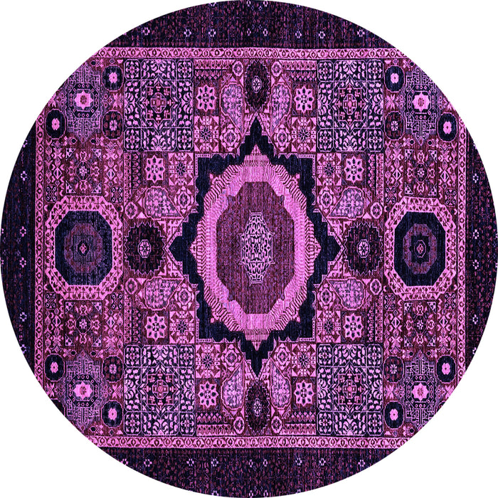 Round Machine Washable Abstract Purple Modern Area Rugs, wshabs2336pur