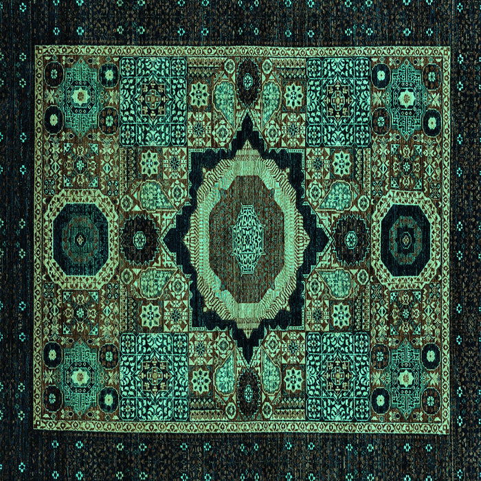 Square Machine Washable Abstract Turquoise Modern Area Rugs, wshabs2336turq