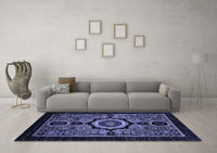 Machine Washable Abstract Blue Modern Rug, wshabs2336blu