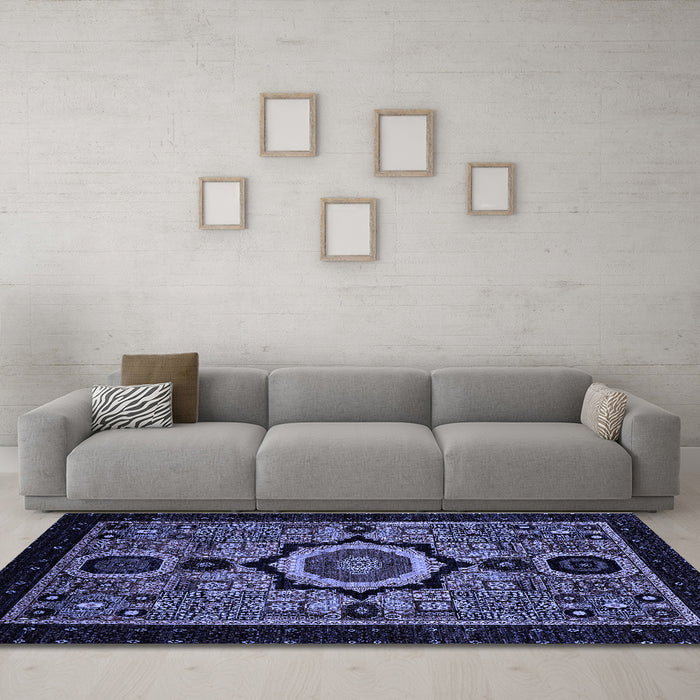 Machine Washable Abstract Blue Modern Rug in a Living Room, wshabs2336blu