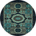 Round Machine Washable Abstract Light Blue Modern Rug, wshabs2336lblu