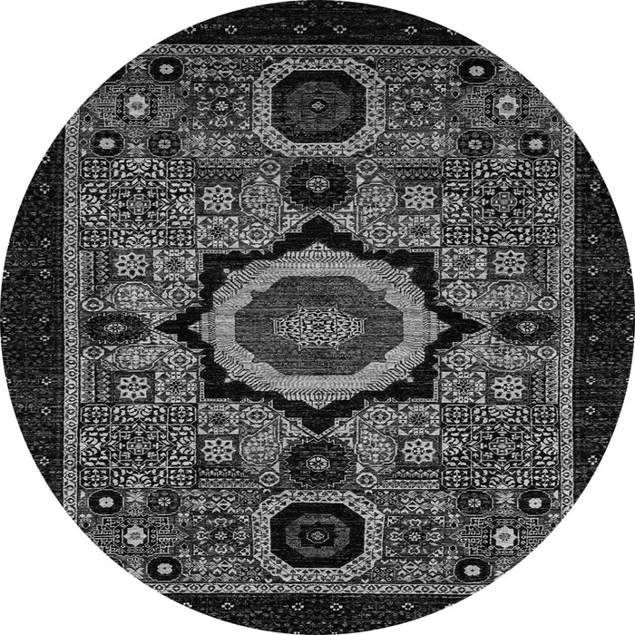 Round Abstract Gray Modern Rug, abs2336gry