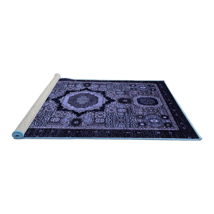 Sideview of Machine Washable Abstract Blue Modern Rug, wshabs2336blu