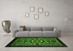 Machine Washable Abstract Green Modern Area Rugs in a Living Room,, wshabs2336grn