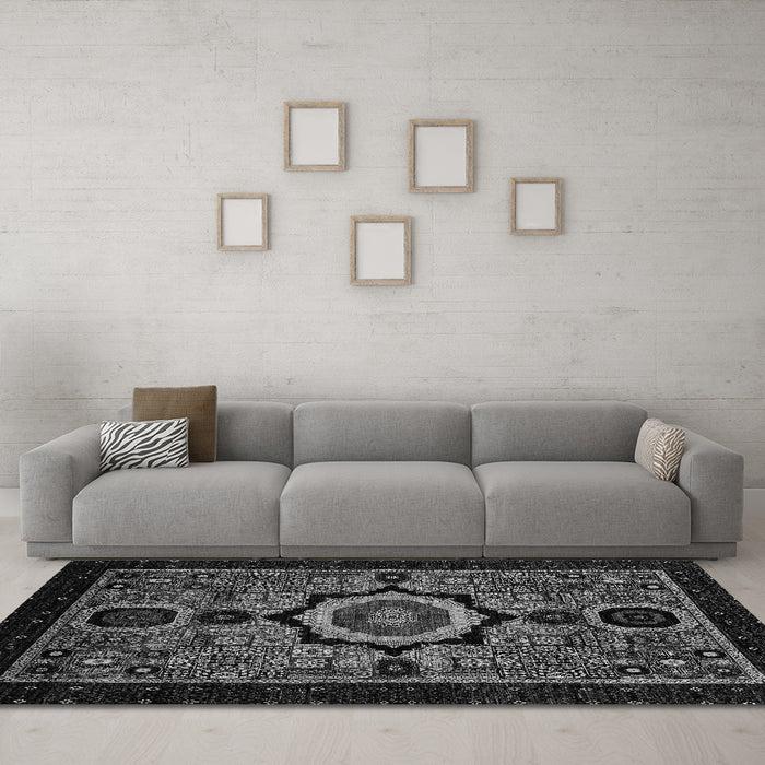 Machine Washable Abstract Gray Modern Rug in a Living Room,, wshabs2336gry