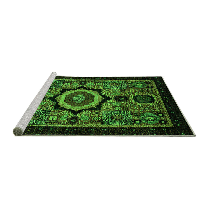 Sideview of Machine Washable Abstract Green Modern Area Rugs, wshabs2336grn