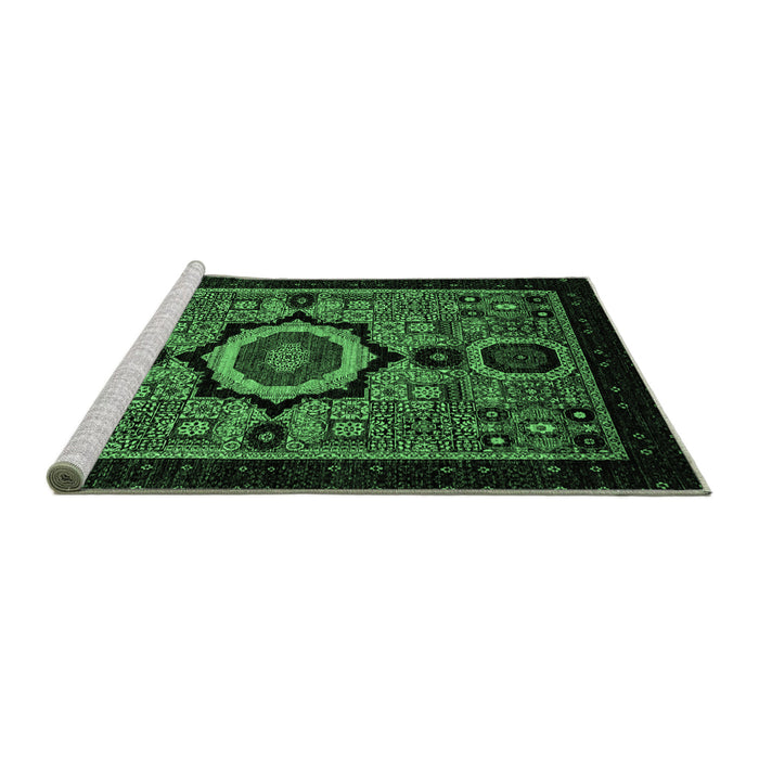Sideview of Machine Washable Abstract Emerald Green Modern Area Rugs, wshabs2336emgrn