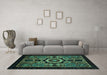 Machine Washable Abstract Turquoise Modern Area Rugs in a Living Room,, wshabs2336turq