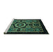 Sideview of Machine Washable Abstract Turquoise Modern Area Rugs, wshabs2336turq