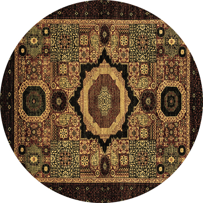 Round Machine Washable Abstract Brown Modern Rug, wshabs2336brn