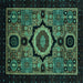 Square Abstract Turquoise Modern Rug, abs2336turq