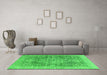 Machine Washable Abstract Green Modern Area Rugs in a Living Room,, wshabs2337grn