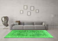 Machine Washable Abstract Green Modern Rug, wshabs2337grn