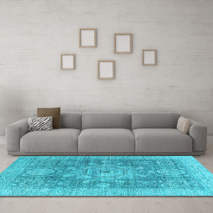 Machine Washable Abstract Light Blue Modern Rug in a Living Room, wshabs2337lblu