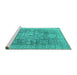 Sideview of Machine Washable Abstract Turquoise Modern Area Rugs, wshabs2337turq