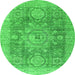 Round Abstract Green Modern Rug, abs2337grn