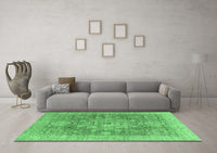 Machine Washable Abstract Emerald Green Modern Rug, wshabs2337emgrn