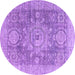 Round Machine Washable Abstract Purple Modern Area Rugs, wshabs2337pur