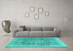 Machine Washable Abstract Turquoise Modern Area Rugs in a Living Room,, wshabs2337turq