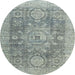 Round Abstract Gray Modern Rug, abs2337