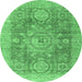 Round Abstract Emerald Green Modern Rug, abs2337emgrn