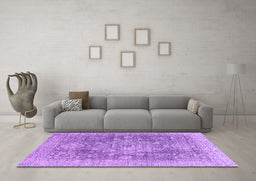 Machine Washable Abstract Purple Modern Area Rugs in a Living Room, wshabs2337pur