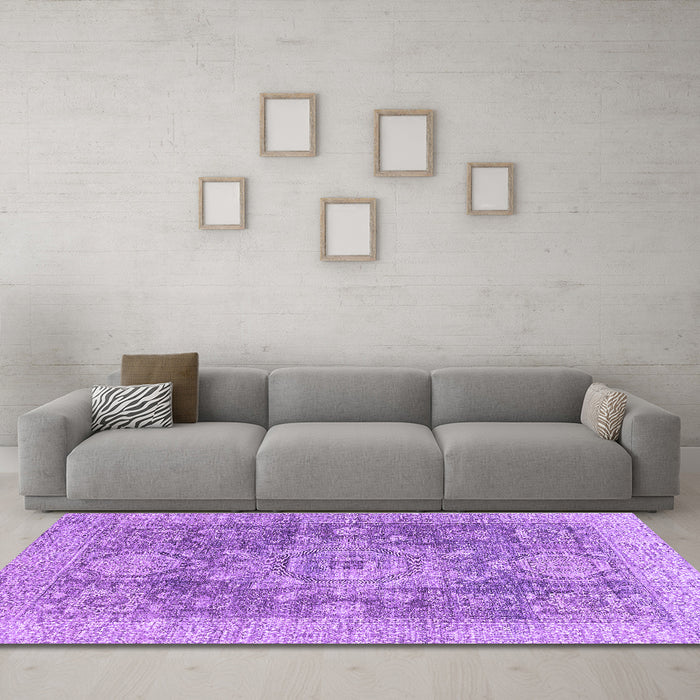 Machine Washable Abstract Purple Modern Area Rugs in a Living Room, wshabs2337pur