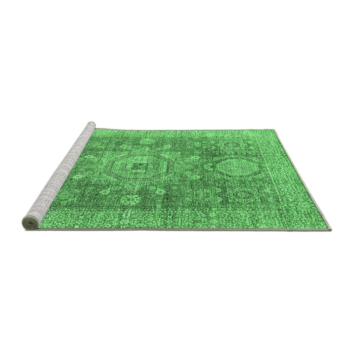 Sideview of Machine Washable Abstract Emerald Green Modern Area Rugs, wshabs2337emgrn