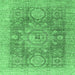 Square Machine Washable Abstract Emerald Green Modern Area Rugs, wshabs2337emgrn