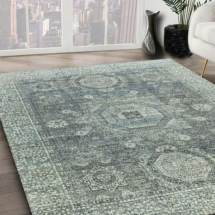 Abstract Gray Modern Rug in Family Room, abs2337