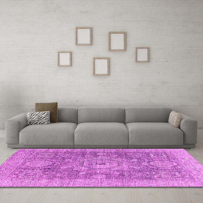 Machine Washable Abstract Pink Modern Rug in a Living Room, wshabs2337pnk