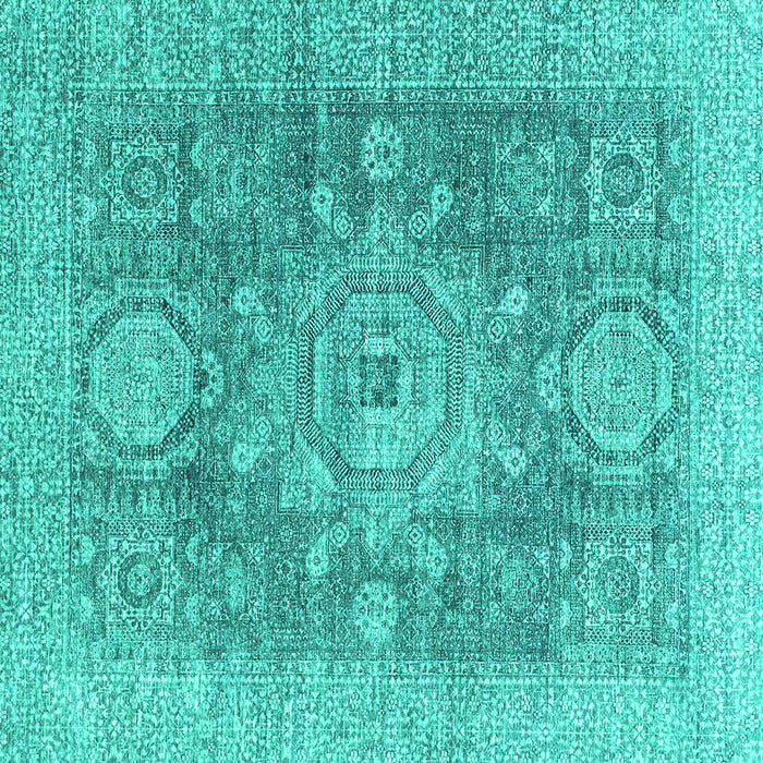 Square Machine Washable Abstract Turquoise Modern Area Rugs, wshabs2337turq